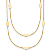 14K Polished Fancy 2-Strand Navette w/ 2in Ext. Necklace