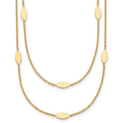 14K Polished Fancy 2-Strand Navette w/ 2in Ext. Necklace
