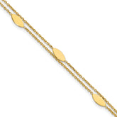 14K Polished Fancy 2-Strand Navette w/ .5in Ext. Bracelet