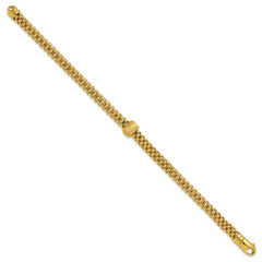 14K Polished and Brushed Bead Popcorn Mesh Bracelet