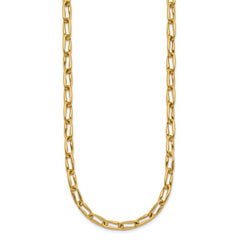 14K Polished Fancy Wavy Elongated Oval Link Necklace