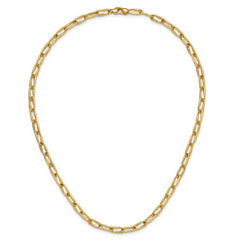 14K Polished Fancy Wavy Elongated Oval Link Necklace