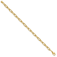 14K Polished Fancy Wavy Elongated Oval Link Bracelet