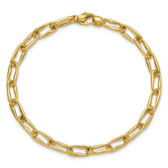 14K Polished Fancy Wavy Elongated Oval Link Bracelet