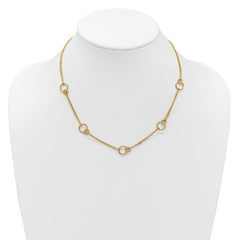 14K Polished 2-Strand Double Circle w/ 2in Ext. Necklace