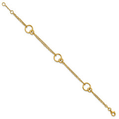 14K Polished 2-Strand Double Circle w/ .5in Ext. Bracelet