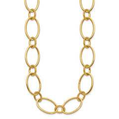 14K Polished Fancy Mixed Oval Link Necklace