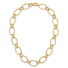 14K Polished Fancy Mixed Oval Link Necklace
