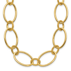 14K Polished Fancy Mixed Oval Link Necklace