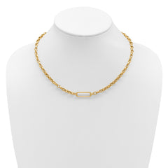 14K Polished Fancy Elongated Oval Link Necklace