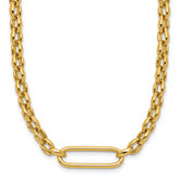14K Polished Fancy Elongated Oval Link Necklace