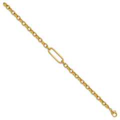 14K Polished Fancy Elongated Oval Link Bracelet