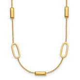 14K Polished Elongated Oval and Bar w/2in Ext. Necklace