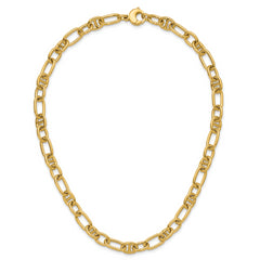 14K Polished Mixed Oval and Anchor Link Necklace