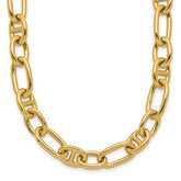 14K Polished Mixed Oval and Anchor Link Necklace