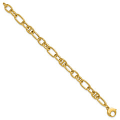 14K Polished Mixed Oval and Anchor Link Bracelet