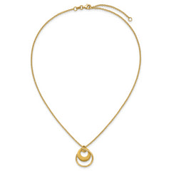 14K Polished Fancy Double Circle w/ 2in Ext .Necklace