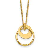 14K Polished Fancy Double Circle w/ 2in Ext .Necklace
