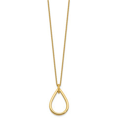 14K Polished Fancy Open Teardrop w/ 2in Ext. Necklace