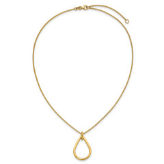 14K Polished Fancy Open Teardrop w/ 2in Ext. Necklace