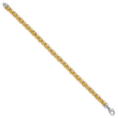 14K Two-tone Polished 5.5mm Popcorn Link Bracelet