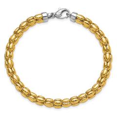 14K Two-tone Polished 5.5mm Popcorn Link Bracelet