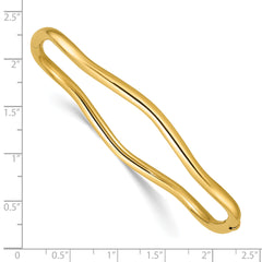 14K Polished Fancy Wavy Hinged Bangle
