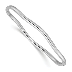 14K White Gold Polished Fancy Wavy Hinged Bangle