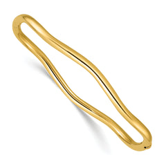 14K Polished Fancy Wavy Hinged Bangle