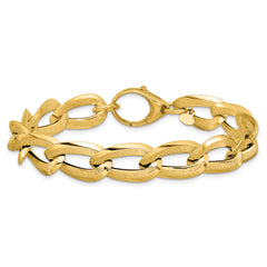 14K Polished and Laser-cut Fancy Oval Link Bracelet