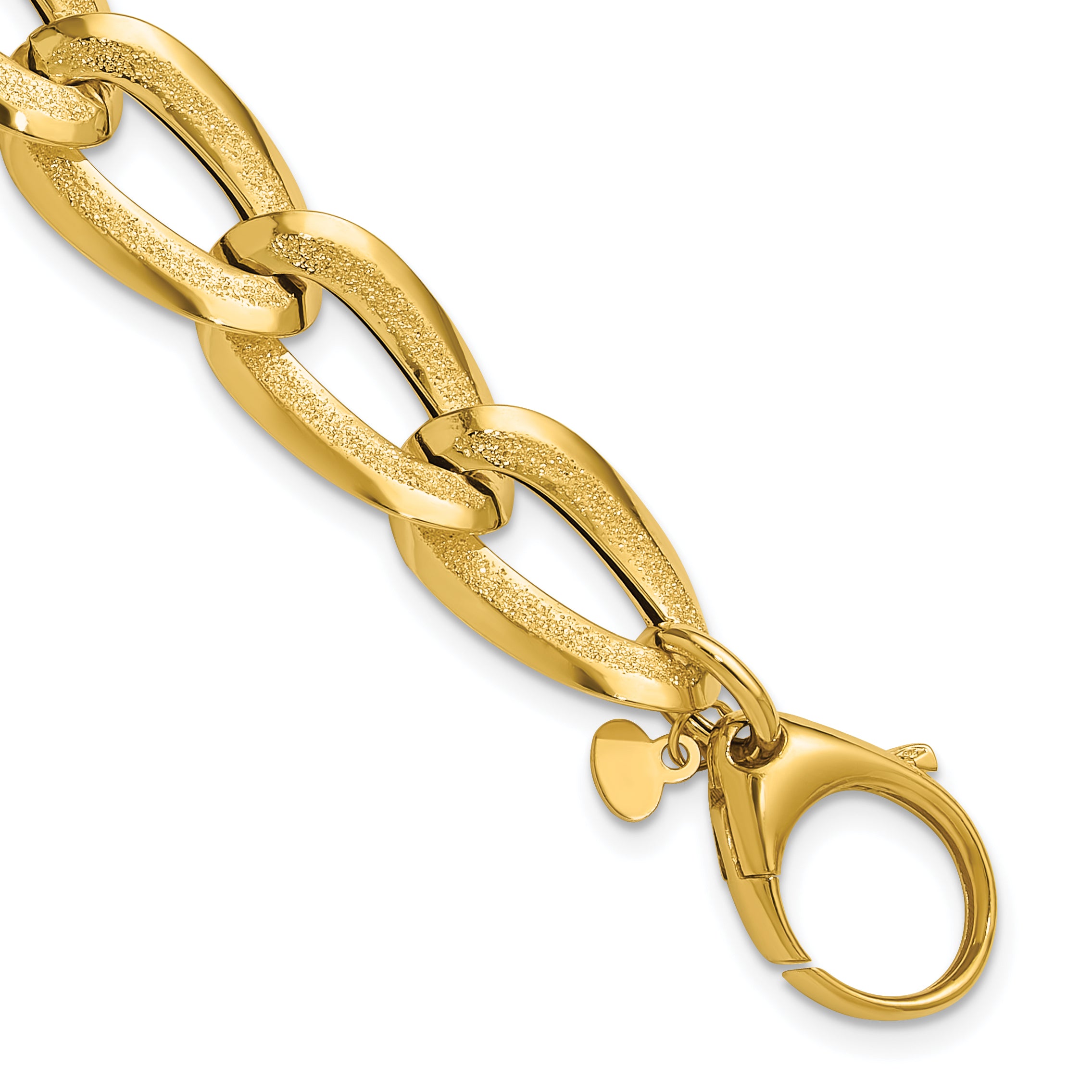 14K Polished and Laser-cut Fancy Oval Link Bracelet