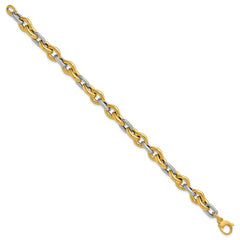 14K Two-tone Polished Fancy Flat Edge Link Bracelet