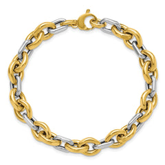 14K Two-tone Polished Fancy Flat Edge Link Bracelet