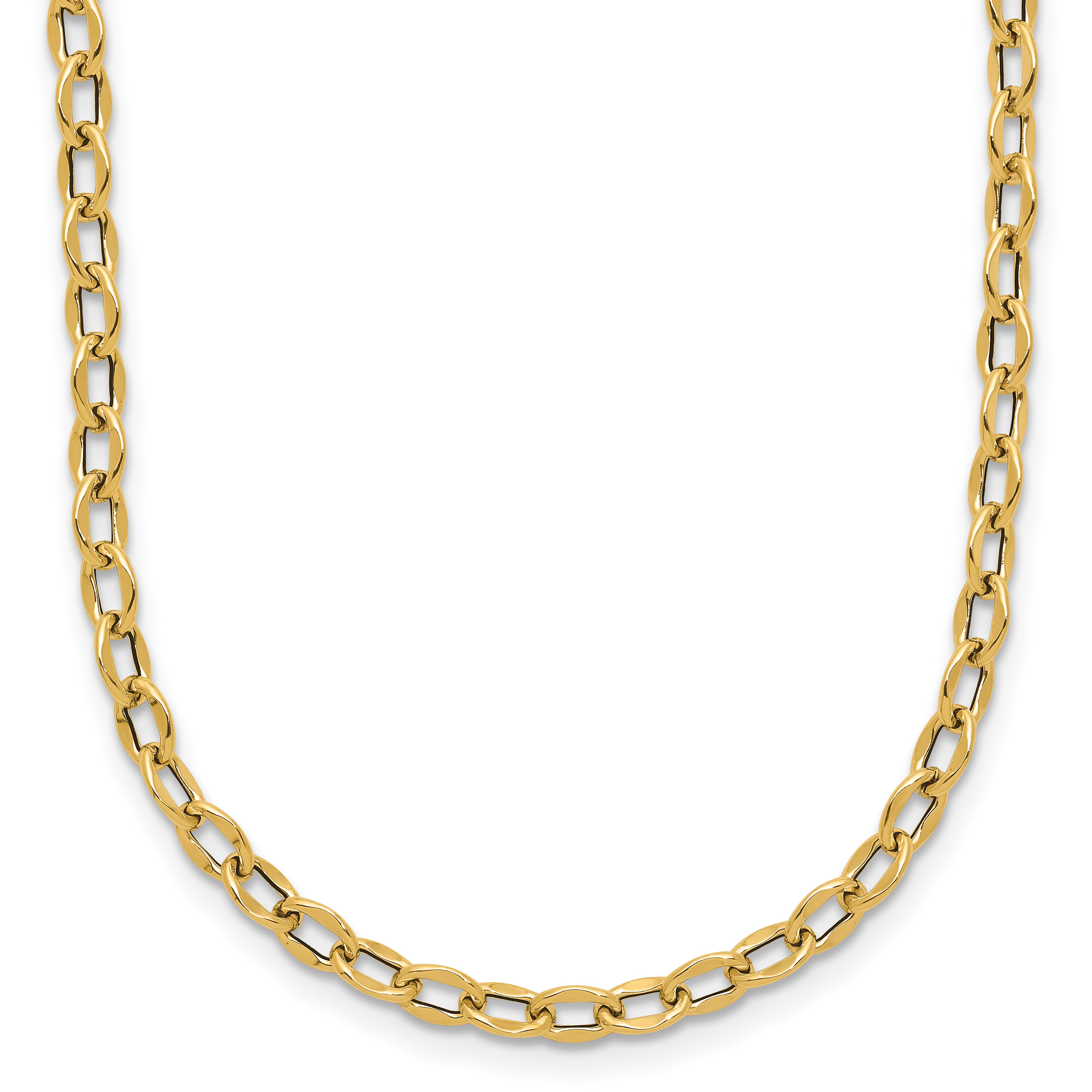 14K Polished Fancy Flat Cable Link Necklace