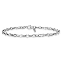 14K White Gold Polished Fancy Flat Cable Link Bracelet