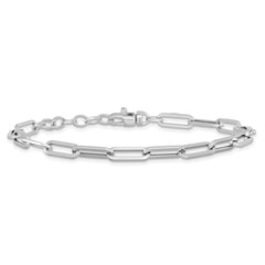 14K White Gold Polished Fancy Link with 1in ext Bracelet