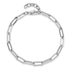 14K White Gold Polished Fancy Link with 1in ext Bracelet