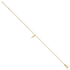 14K Italian Horn Charm 9 inch Plus 1 inch Extender - Total 10 inch Anklet