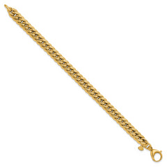 14K Polished and Textured Fancy Curb Bracelet