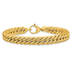 14K Polished and Textured Fancy Curb Bracelet