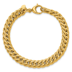 14K Polished and Textured Fancy Curb Bracelet