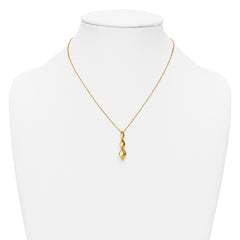 14K Polished Wavy Pendant on Dia-cut Chain w/1in ext. Necklace