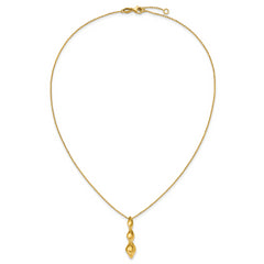 14K Polished Wavy Pendant on Dia-cut Chain w/1in ext. Necklace