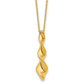 14K Polished Wavy Pendant on Dia-cut Chain w/1in ext. Necklace