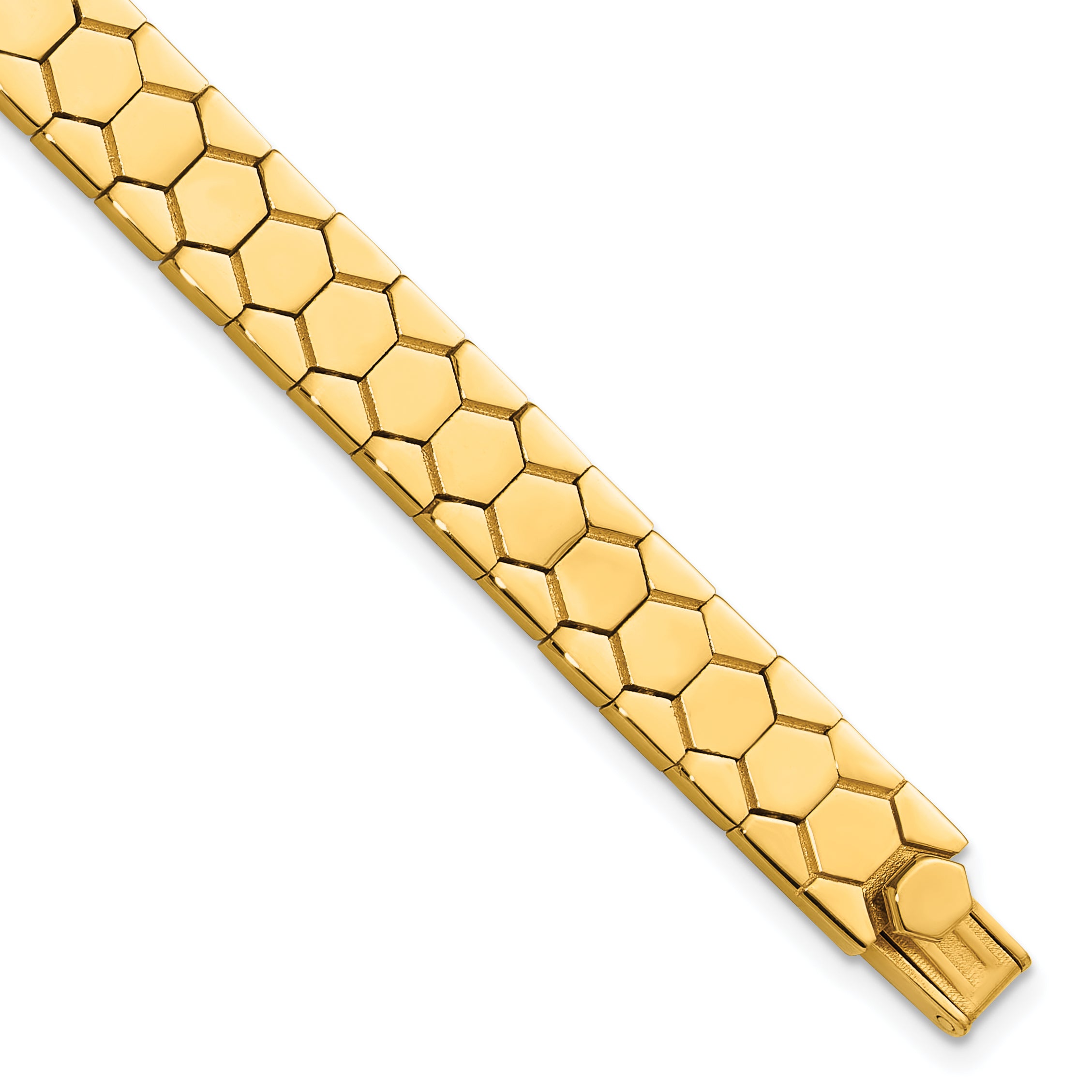 14K Polished Hexagon Design Bracelet