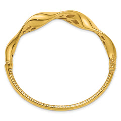 14K Polished Wavy Hinged Bangle
