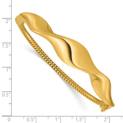 14K Polished Wavy Hinged Bangle