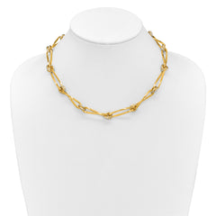 14K Two-tone Polished and Diamond-cut Fancy Link Necklace