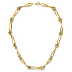 14K Two-tone Polished and Diamond-cut Fancy Link Necklace