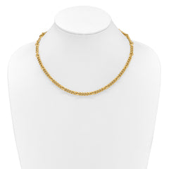 14K Polished and Textured Fancy Link with .5in ext. Necklace